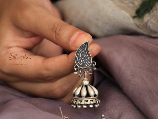 Dulari Carry Motif Carved Embossed Jhumki primary
