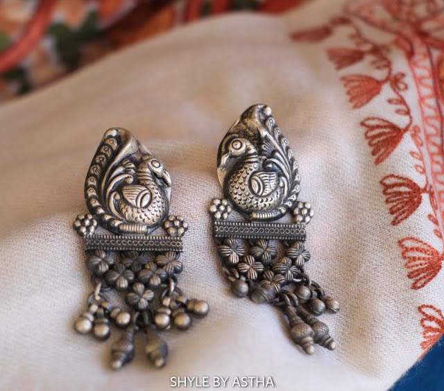 Anvaya Peacock Jali Ghughri Earrings front