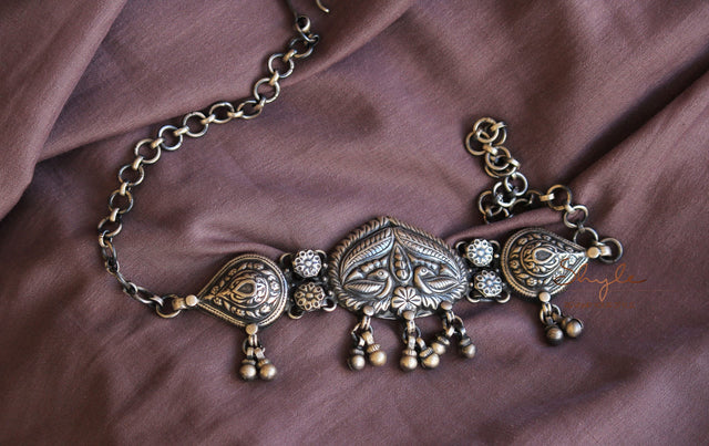Mizoya Dual Peacock Motif Ghughri Choker