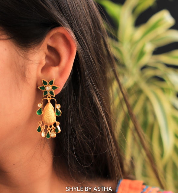 Tattva Gold Plated Flower Motif Earrings