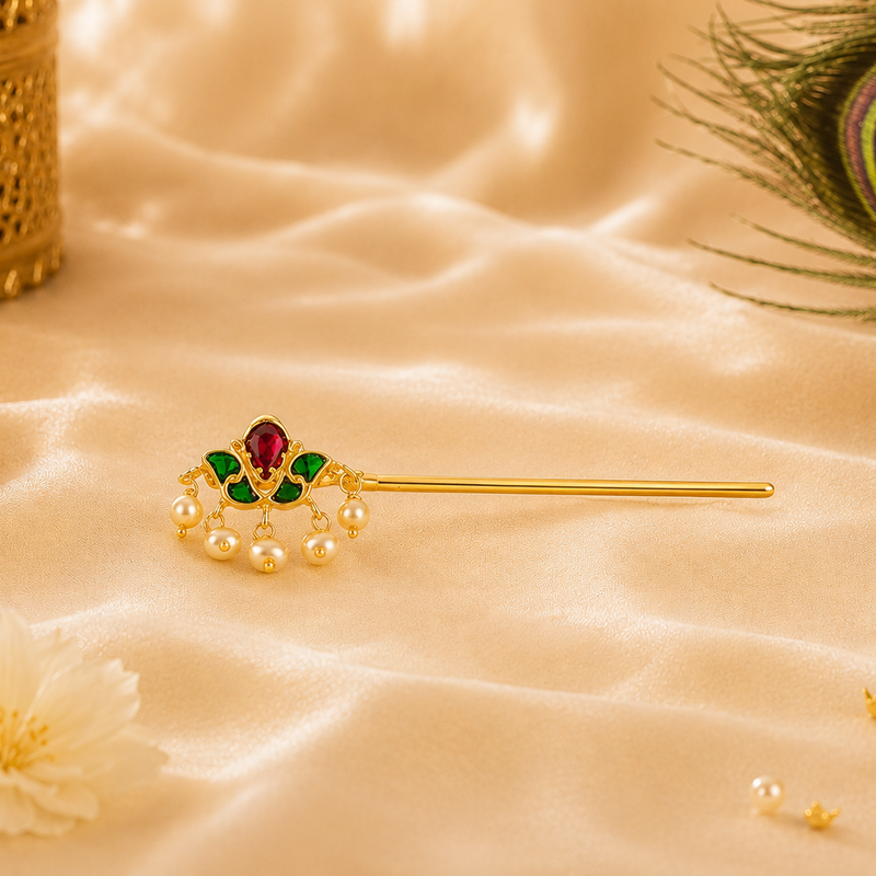Laddu Gopal Ji Kundan Flora Pearl Drop Murli