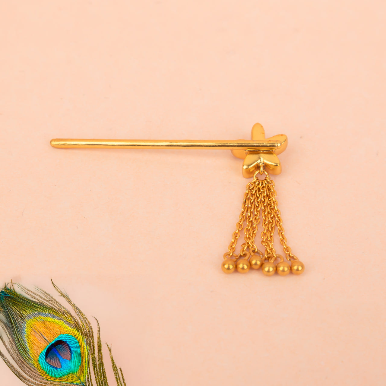 Laddu Gopal Ji Kundan Flower Gold Plated Drop Murli