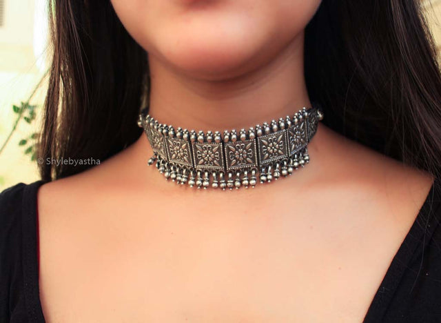 Tattva Oxidised Classic Necklace and Earrings Set