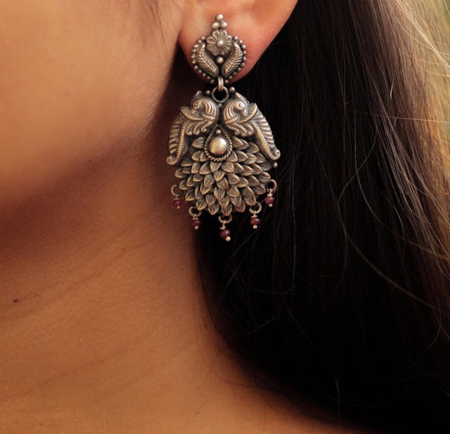 Mizoya Embossed Peacock Earrings