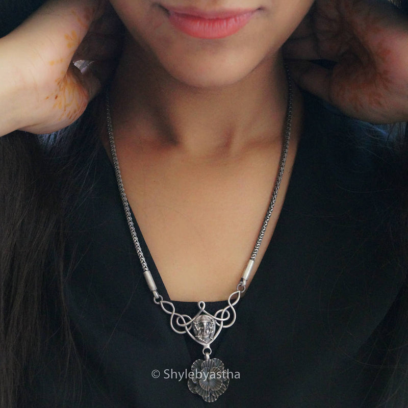 Mizoya Flower Hanging Ganesha Necklace