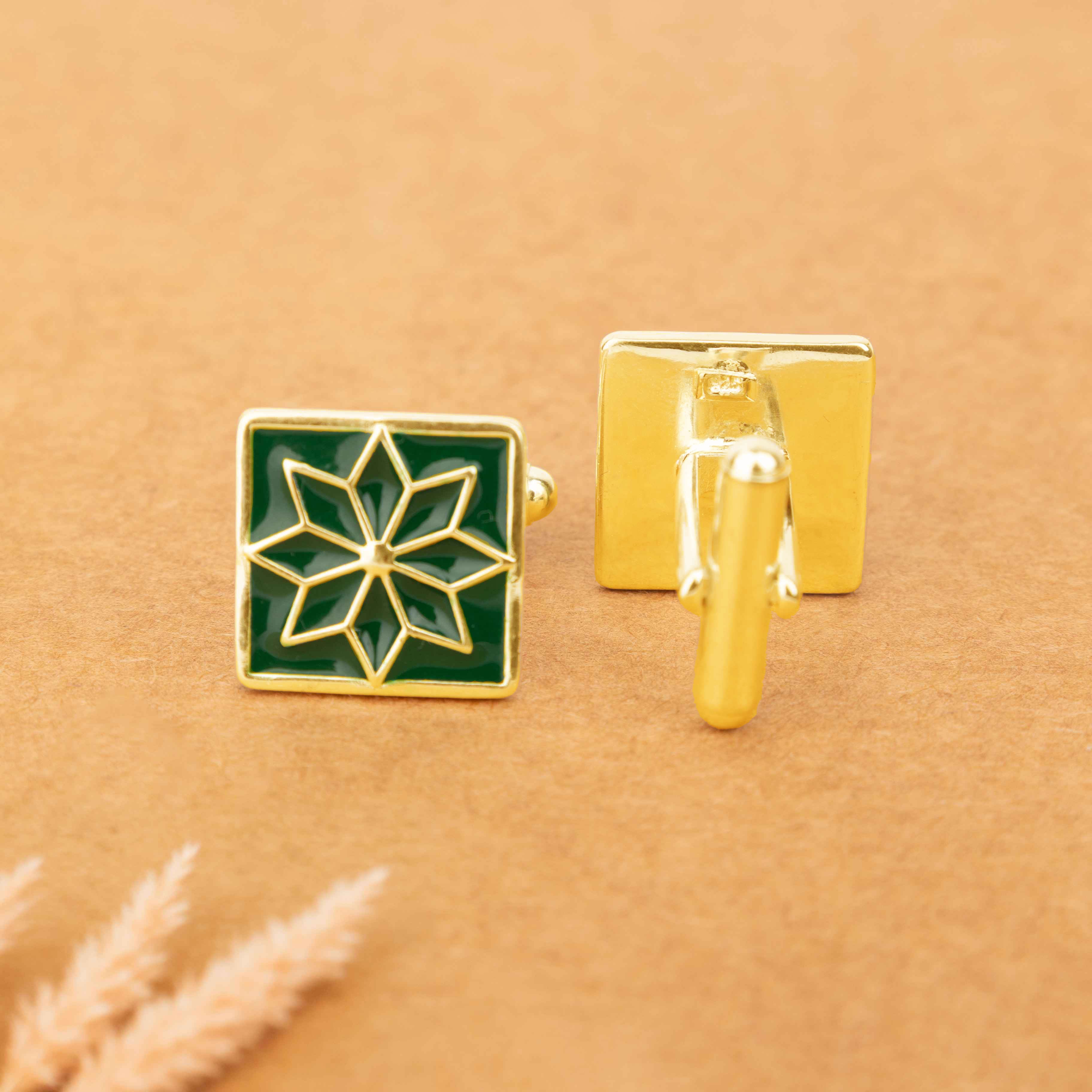Mizoya Heritage Green Floral Cufflinks
