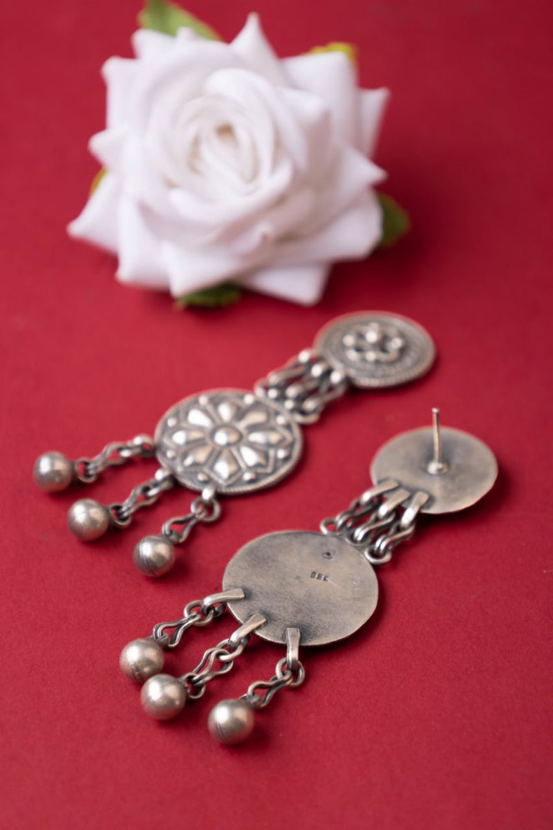 Mizoya Intricate Tribal Motif Ball Drop Earrings