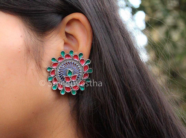 Mizoya Meenakari Studs