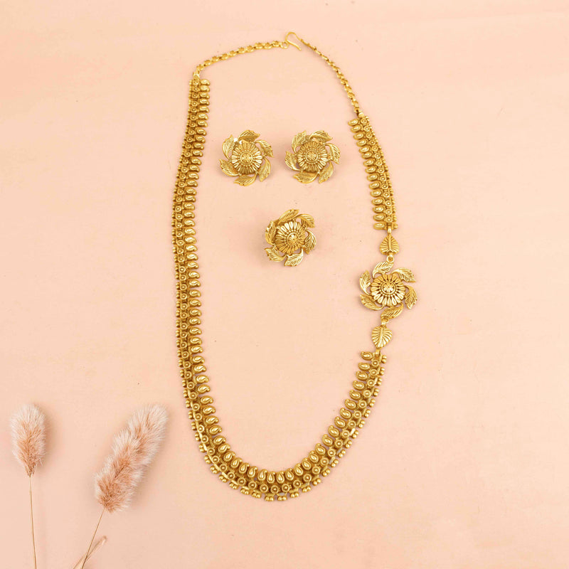 Mizoya Patti Border Motif Classic Paisley Necklace Earring Ring Set