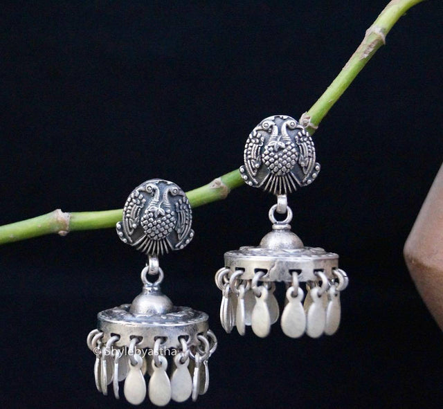 Mizoya Peacock Motif Jhumkis
