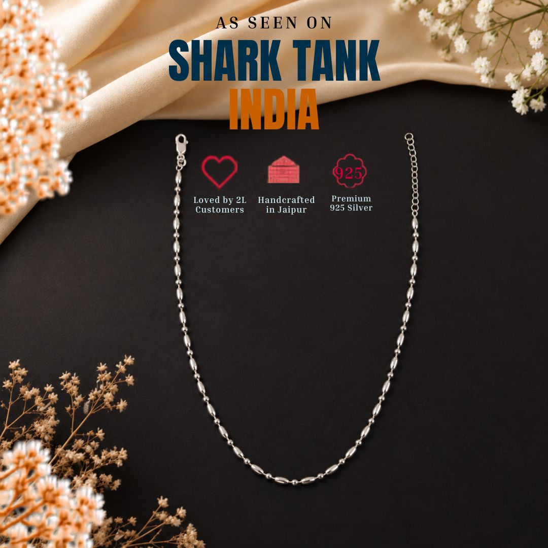 925 pure silver classic bead necklace, reverse view