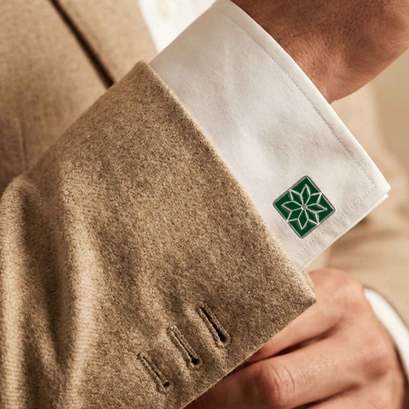 Mizoya Heritage Green Floral Cufflinks