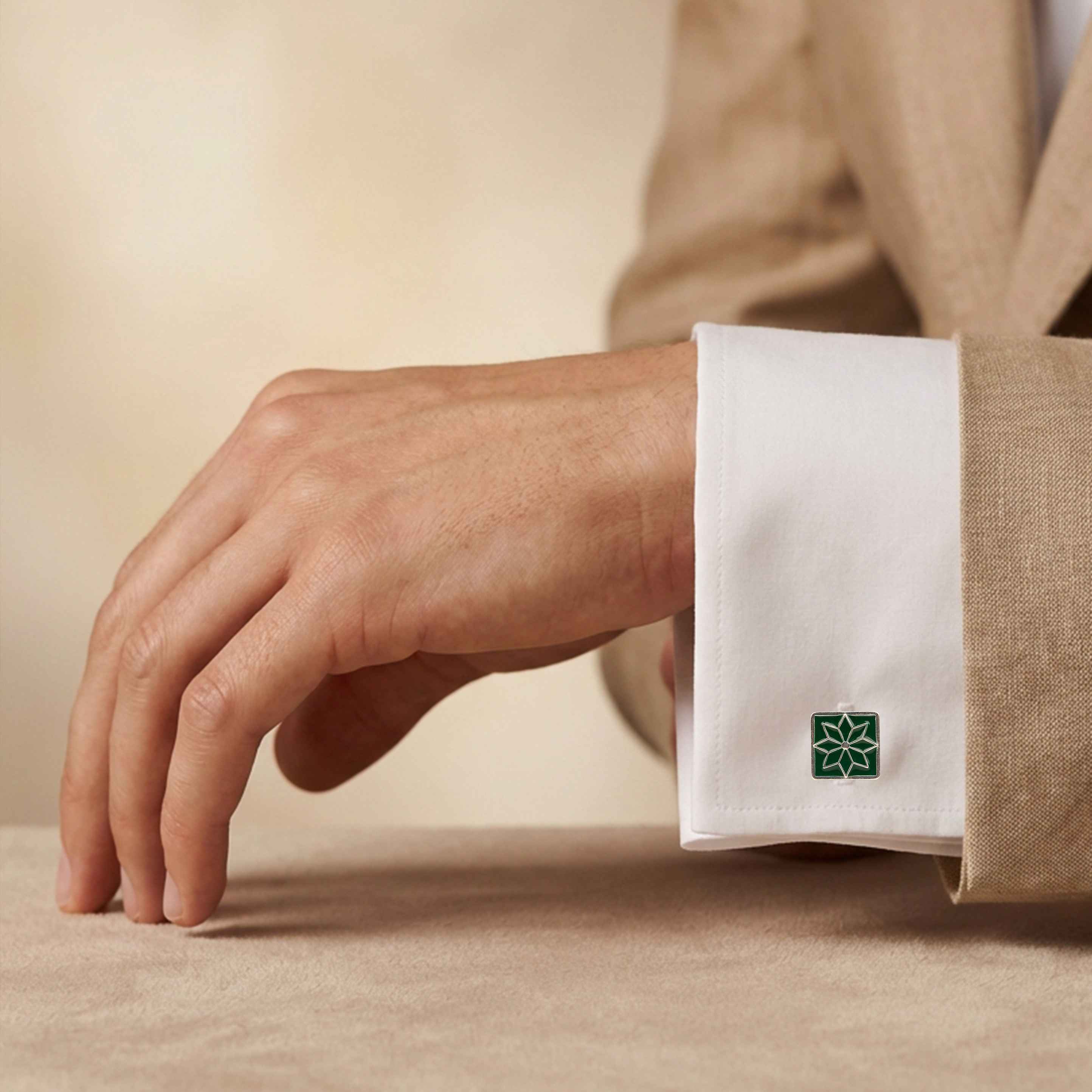 Mizoya Heritage Green Floral Cufflinks