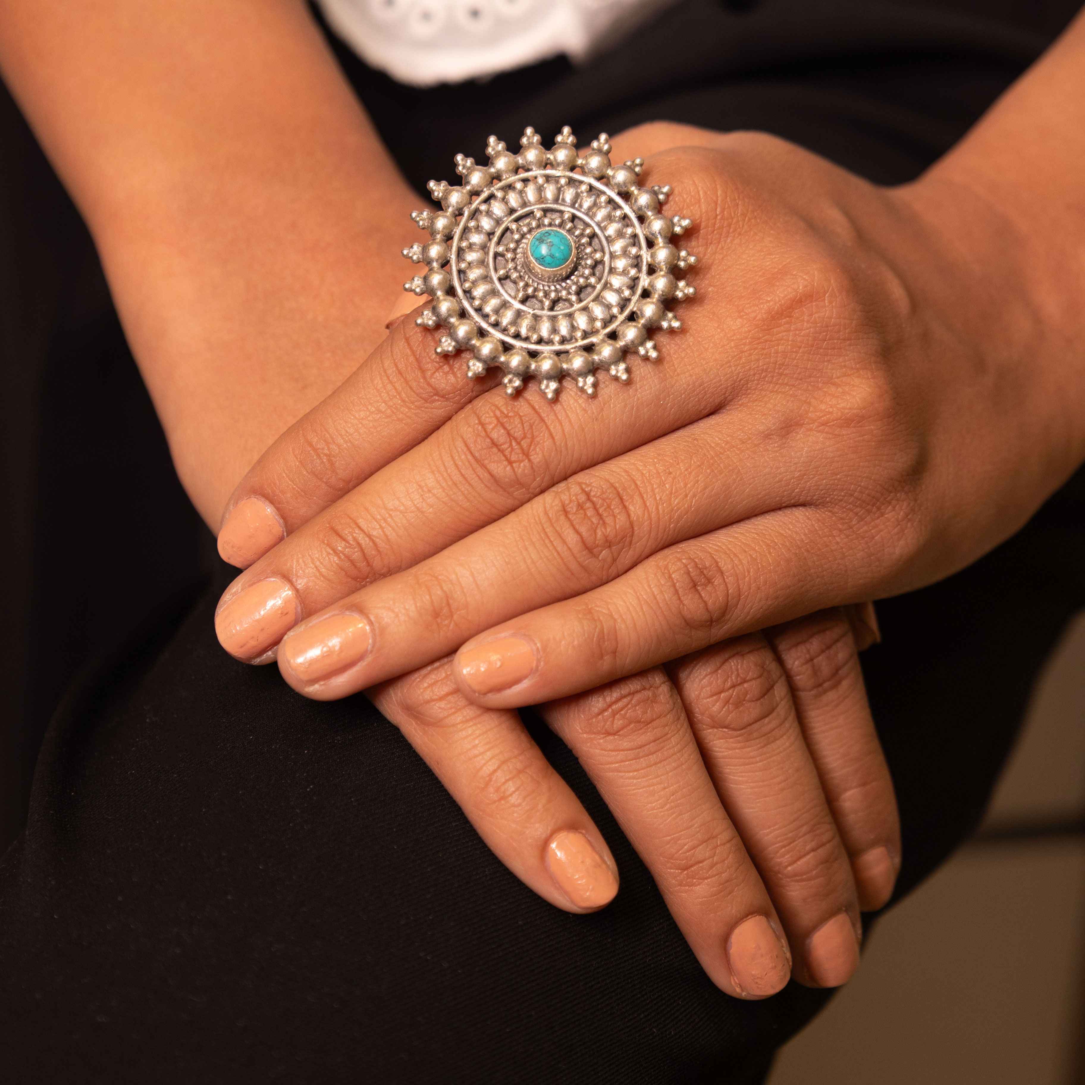 Mizoya Intricate Turquoise Classic Ring