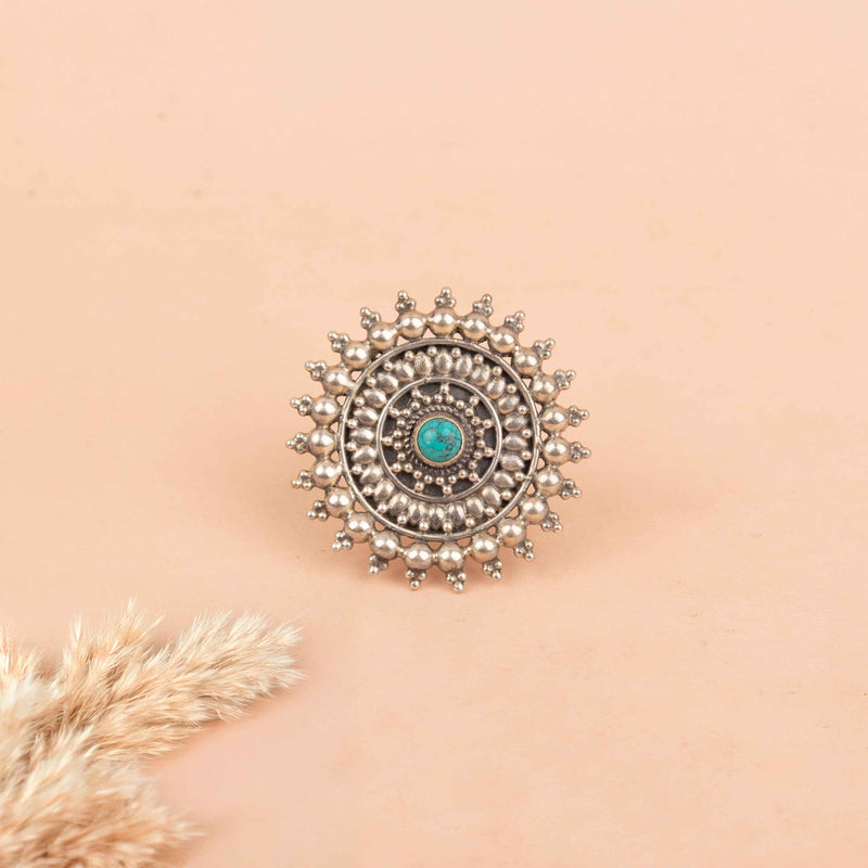 Mizoya Intricate Turquoise Classic Ring