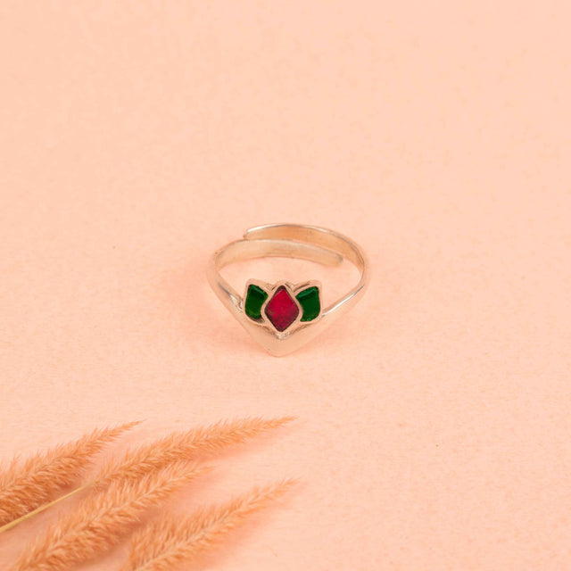 Mizoya Kundan Lotus Ring