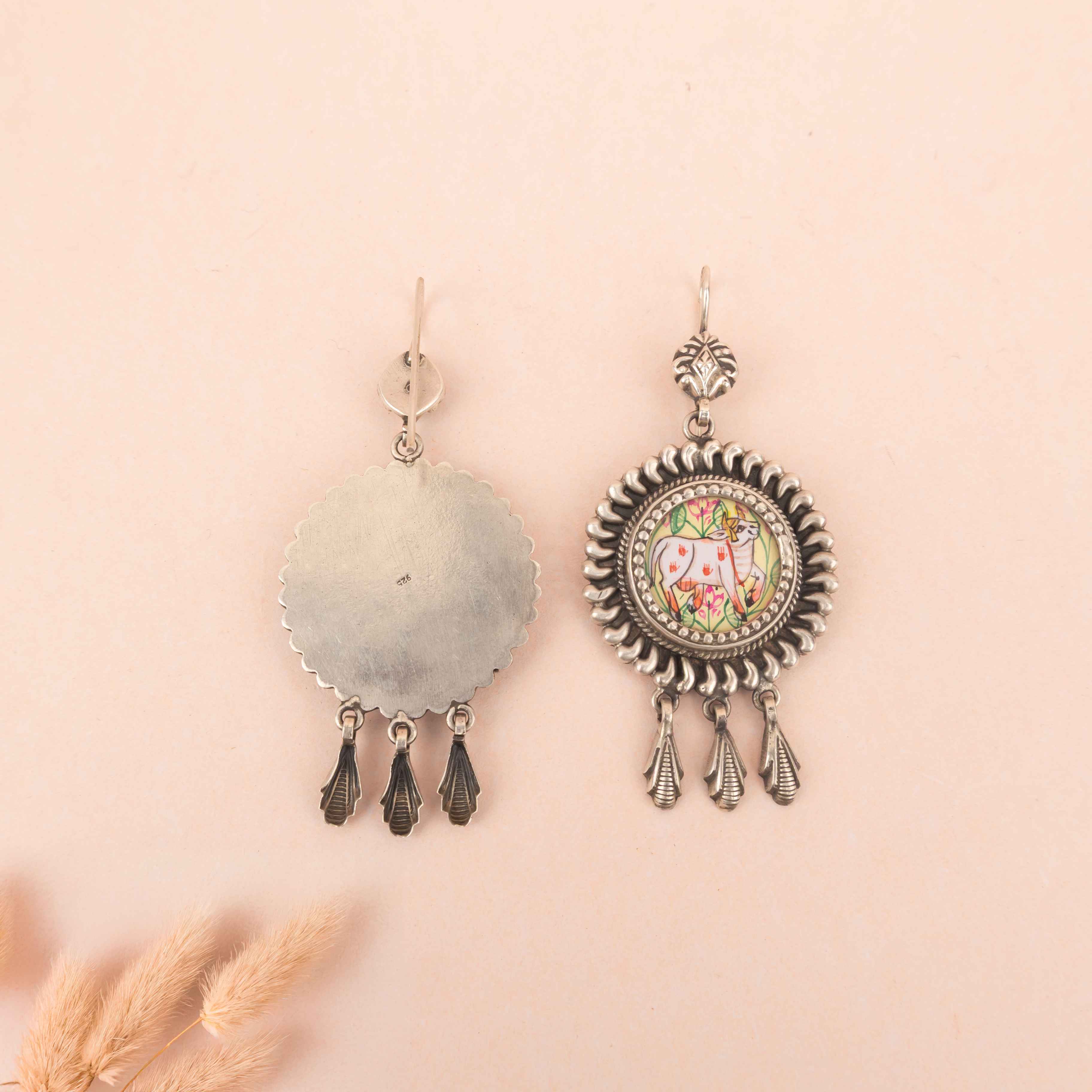 Mizoya Pichwai Cow Handpainted Earring