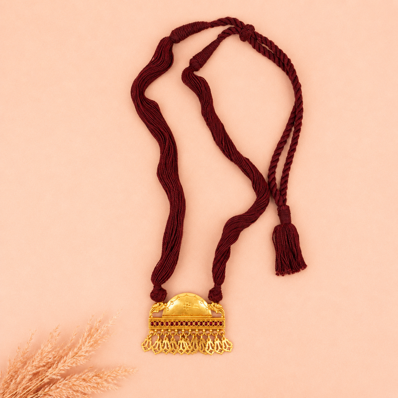 Mizoya Vintage Detailed Carved Drop Dori Necklace