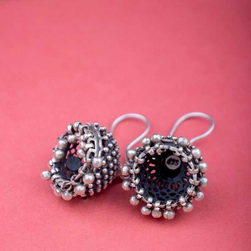 Moh Embossed Jali Fish Hook Jhumki