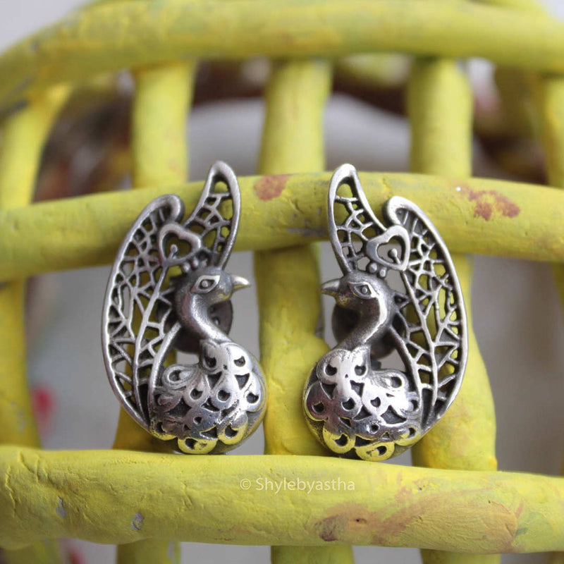 Moh Peacock Carved Studs