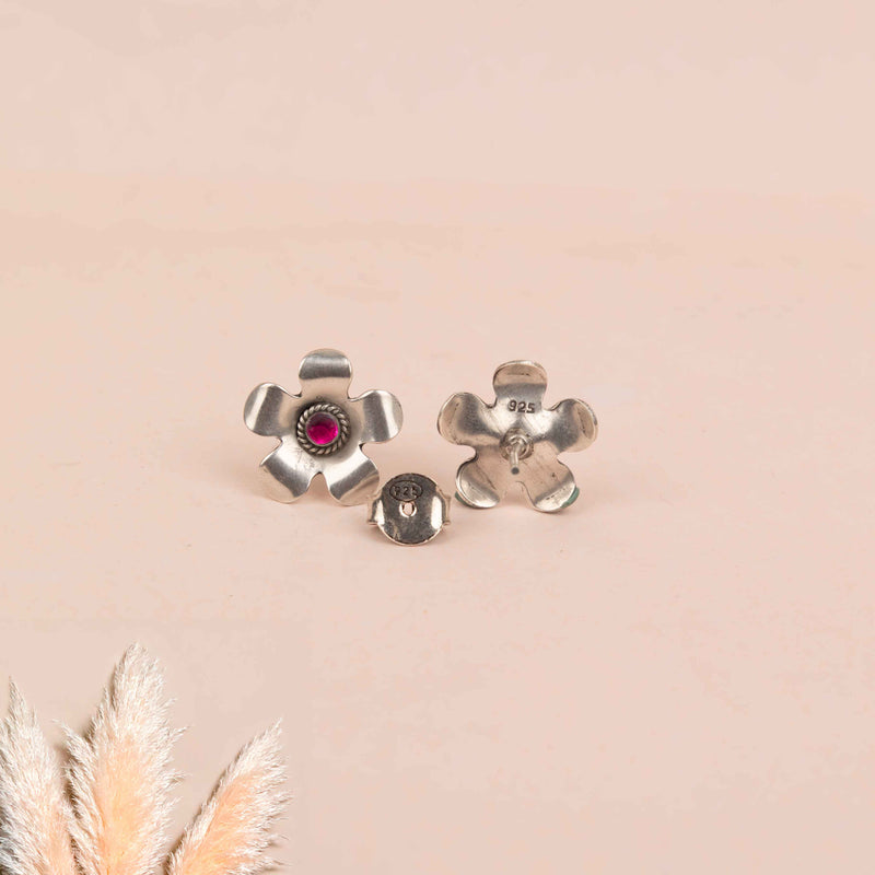 Moh Raani Stone Flower Necklace Earring Ring Set