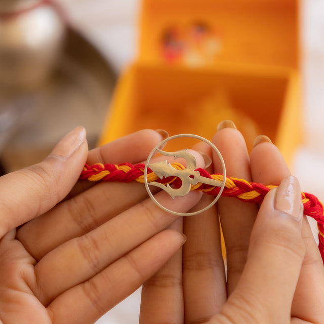 Moh Trishul Statement Brooch cum Rakhi