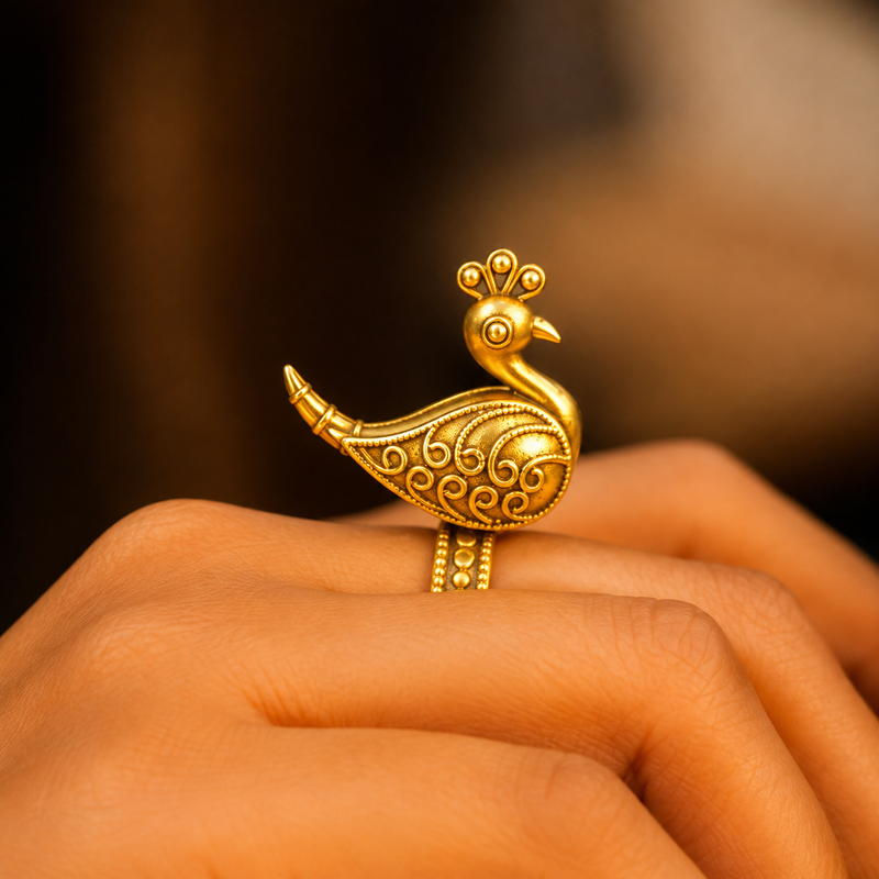 Moh Intricate Statement Peacock Ring