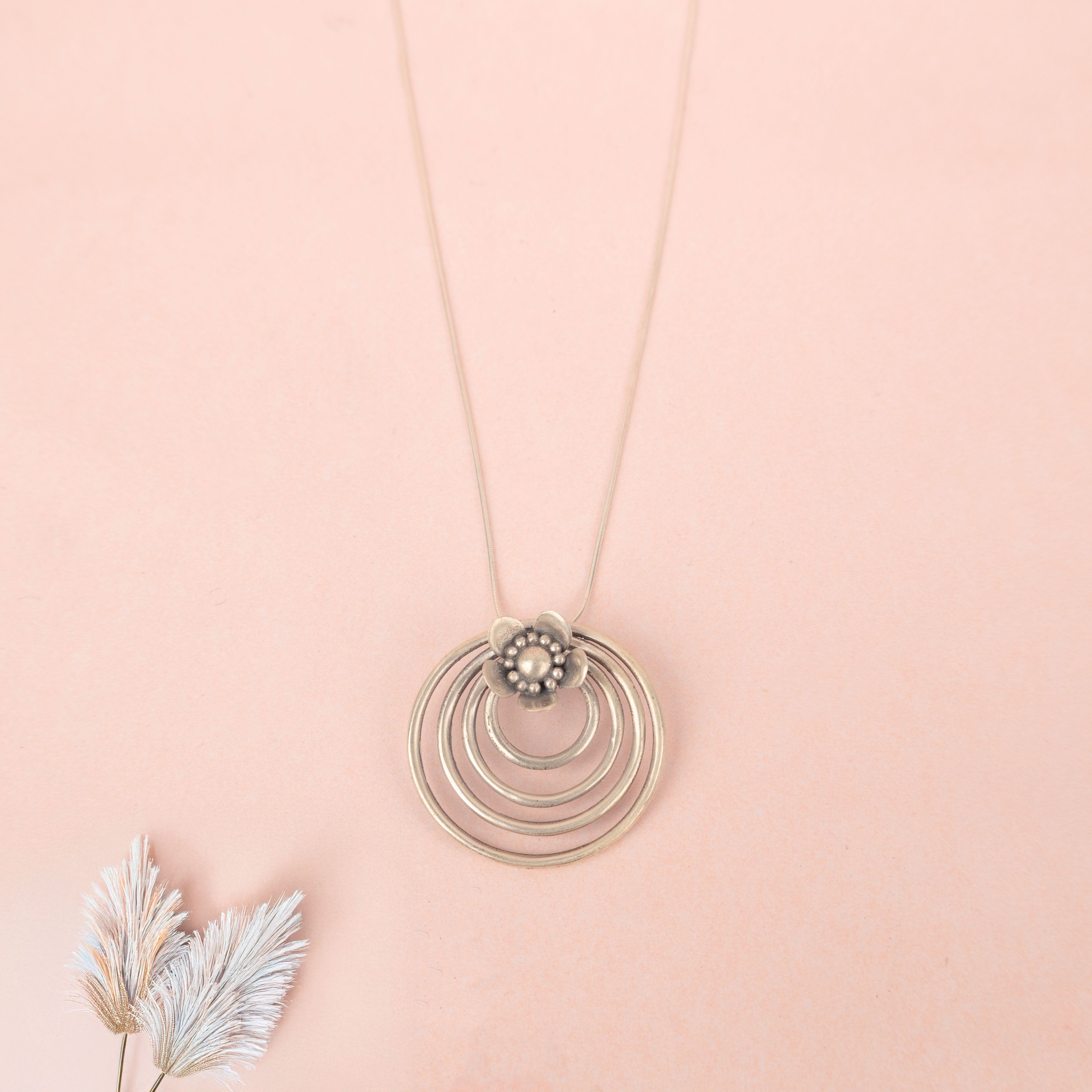 Moh Concentric Flower Embossed Necklace