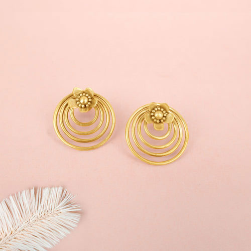 Moh Concentric Flower Embossed Necklace Earring Ring Set