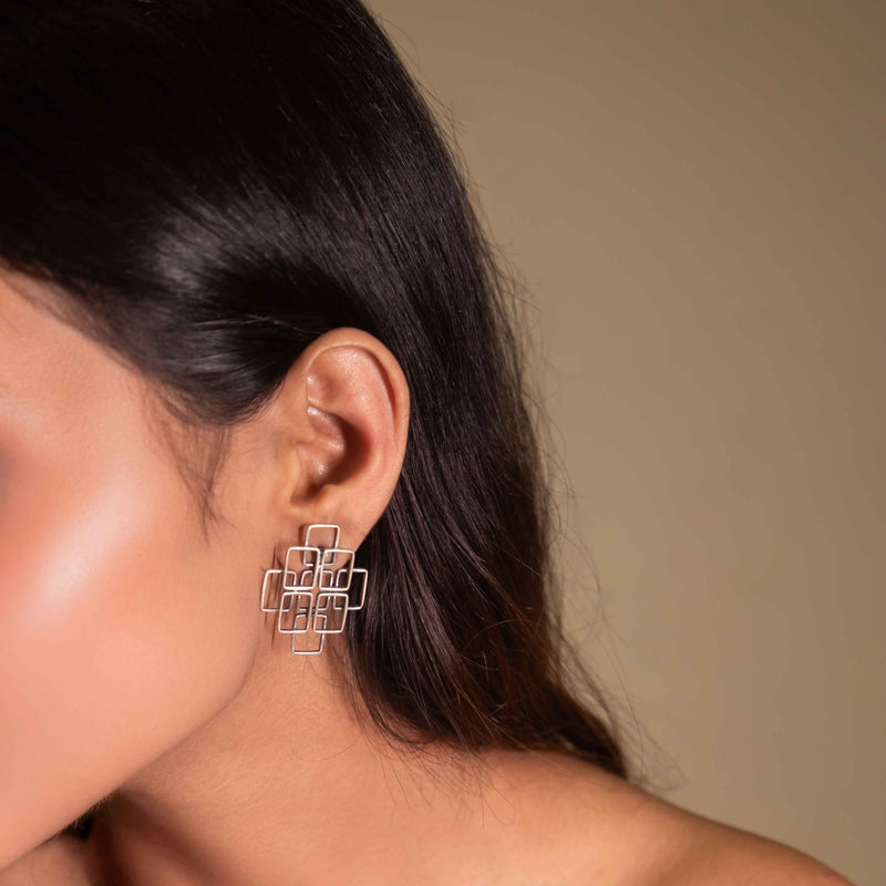 Moh Geometric Sequence Necklace Earring Ring Set