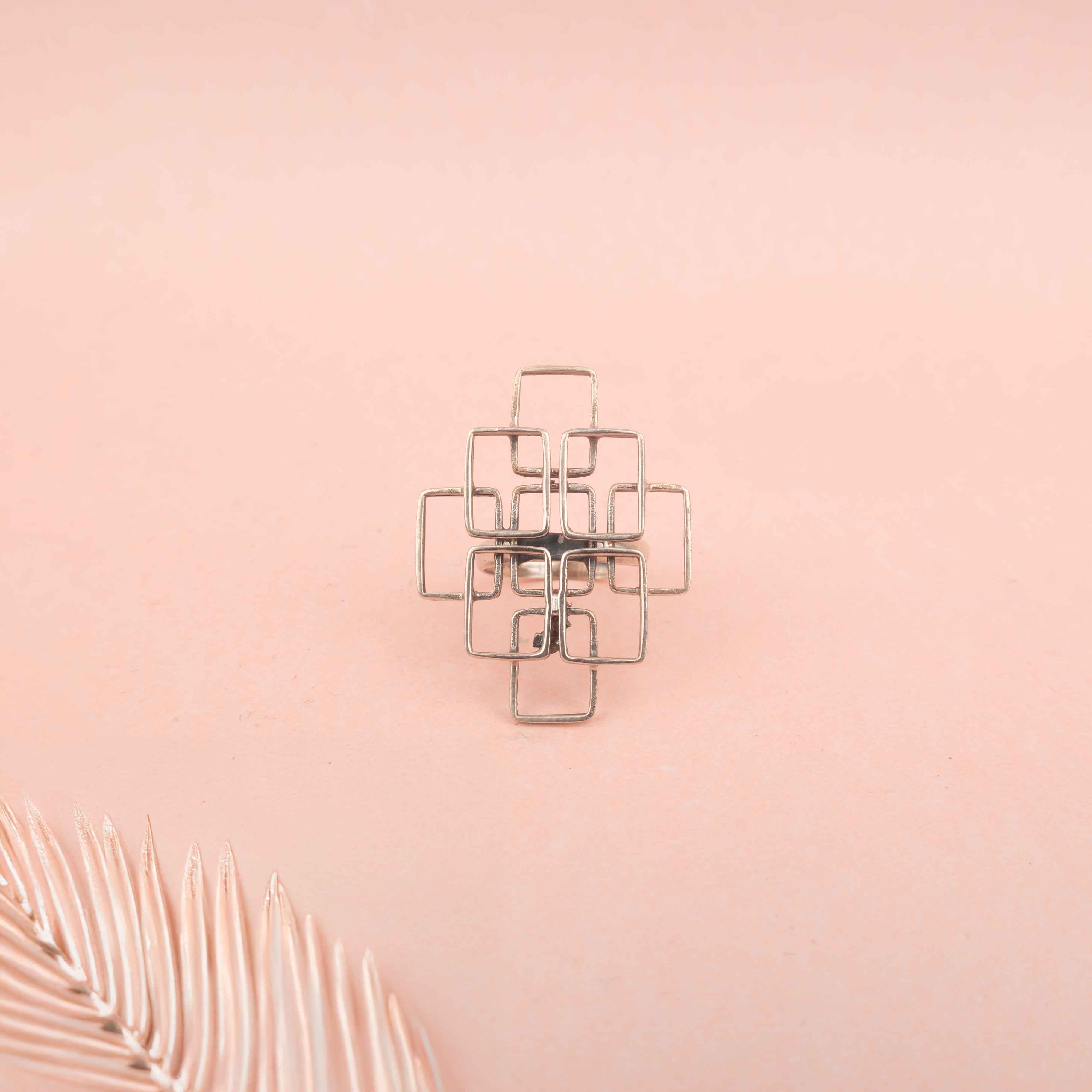 Moh Geometric Sequence Necklace Earring Ring Set