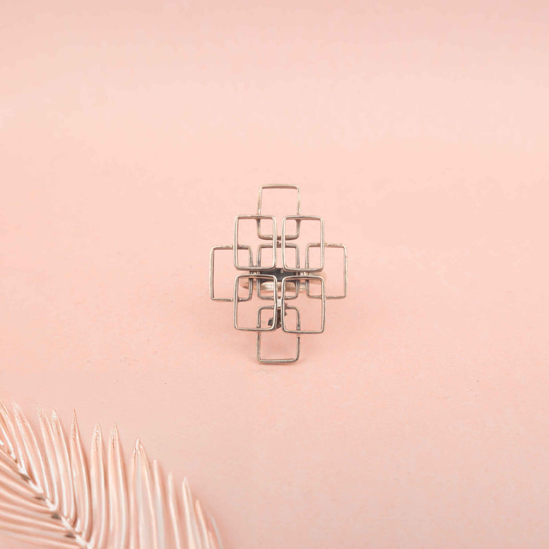 Moh Geometric Sequence Necklace Earring Ring Set