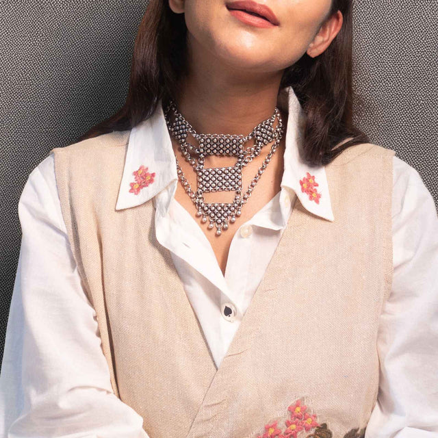 Moh Jali Layered Statement Necklace