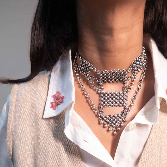 Moh Jali Layered Statement Necklace