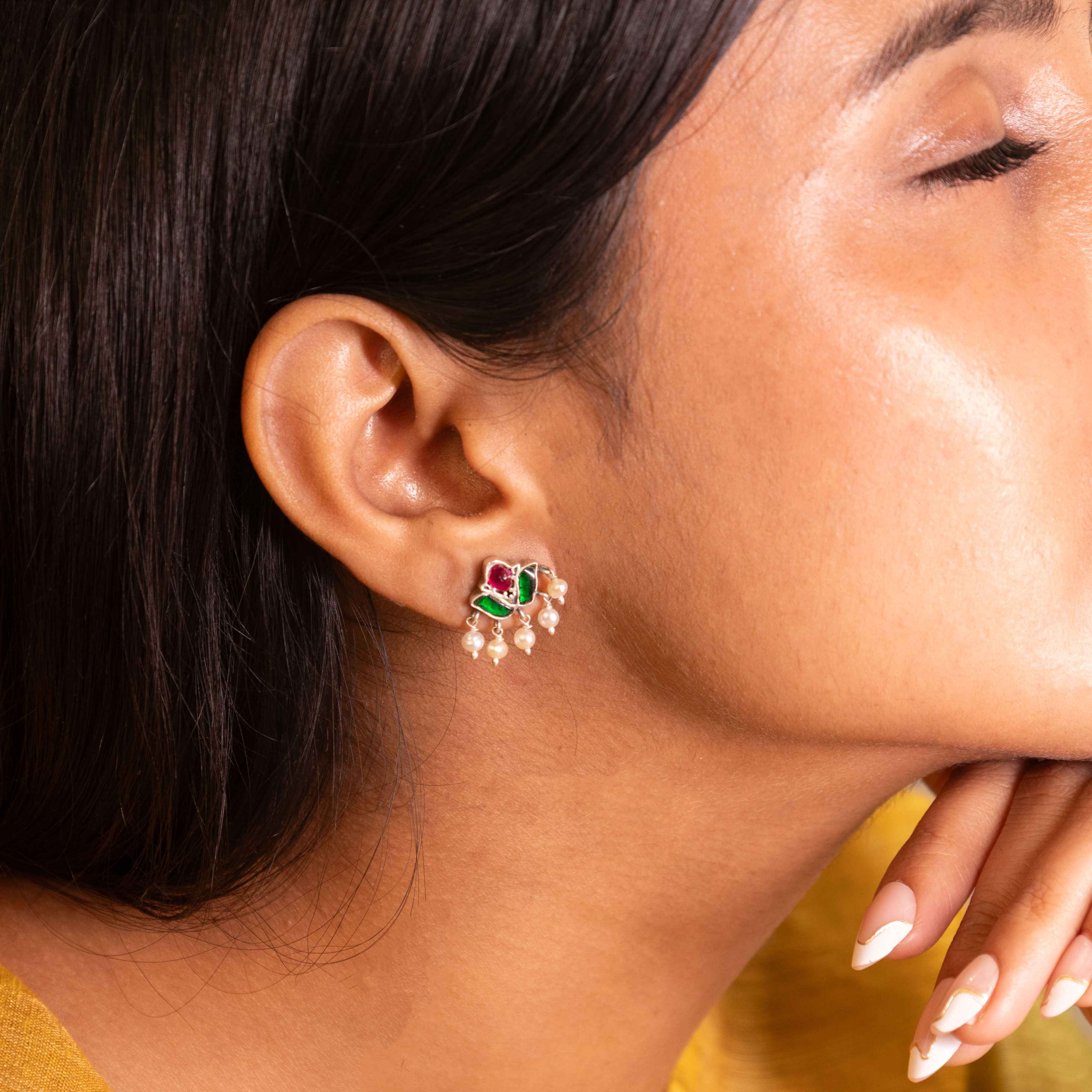 Moh Kundan Pearl Drop Rajwada Stud Earring