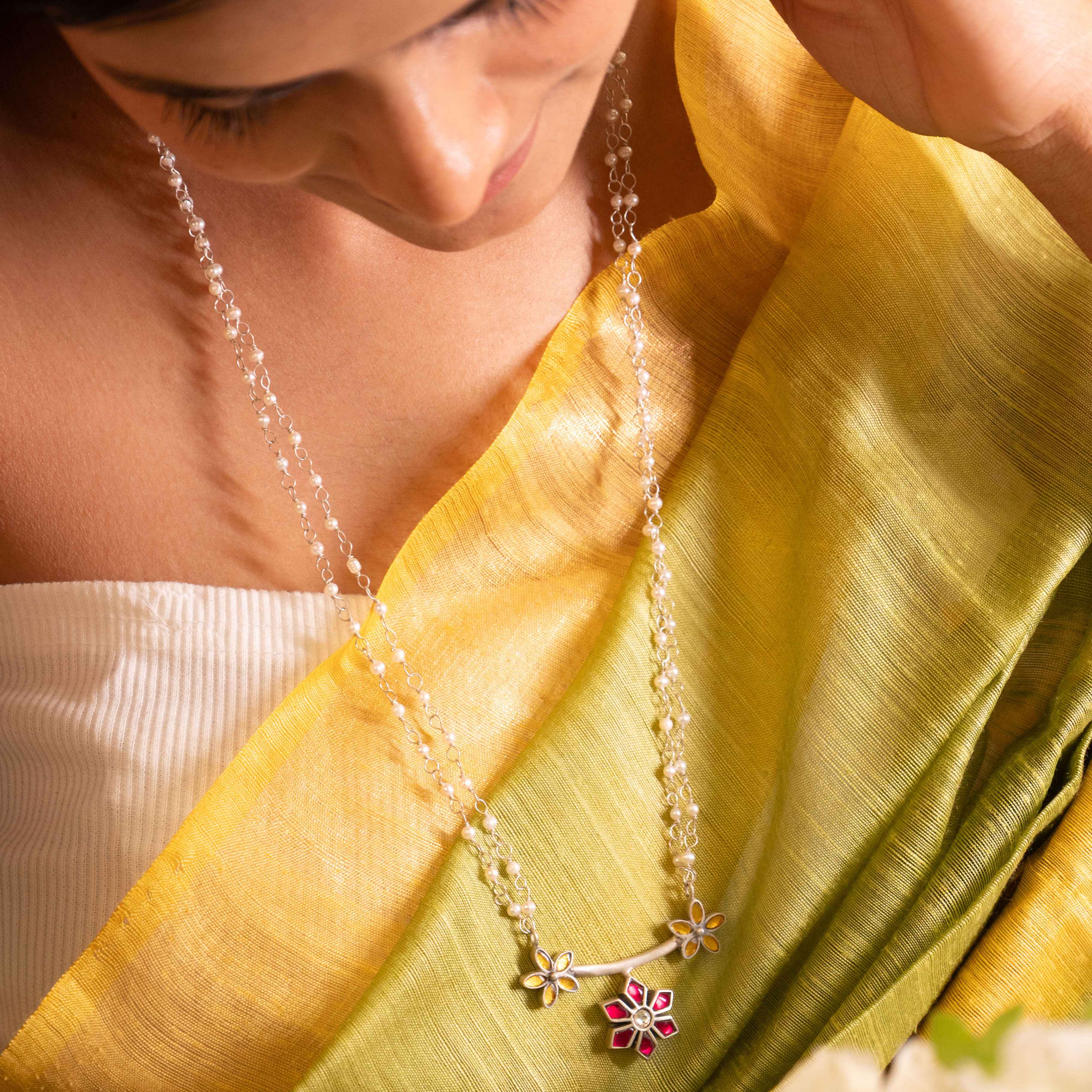 Moh Kundan Phool Pearl Necklace Set