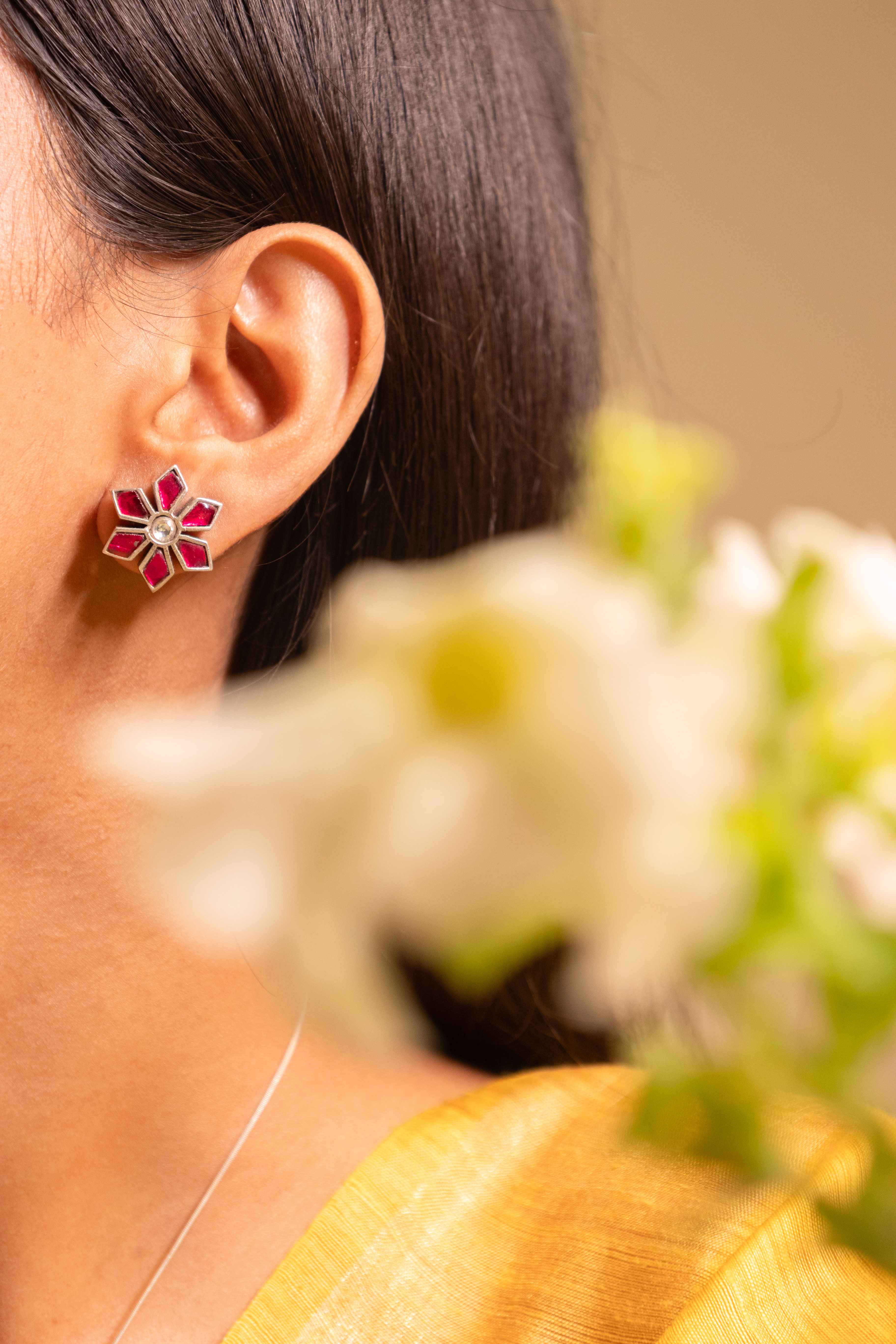 Moh Kundan Phool Pearl Necklace Earring Ring Set