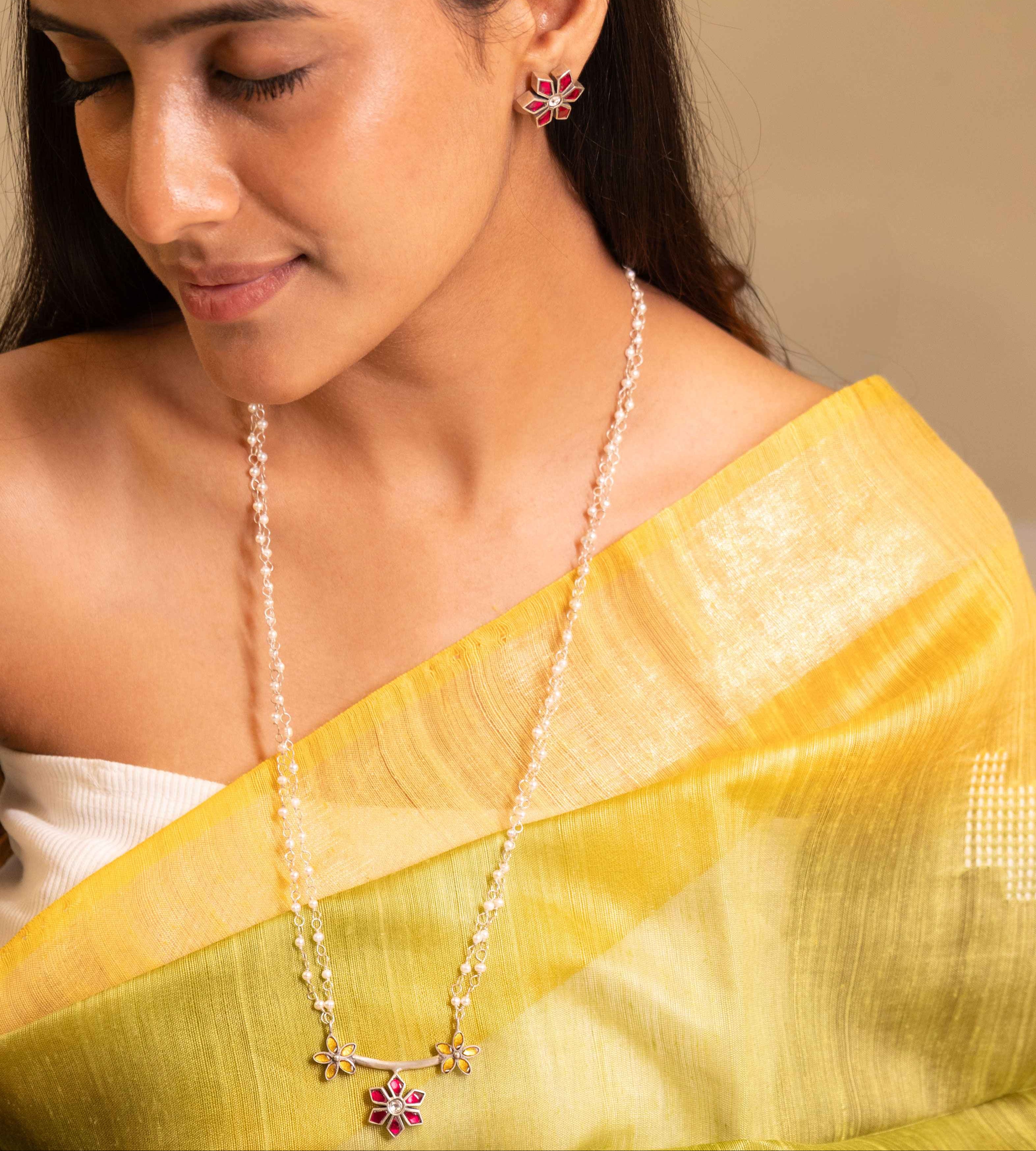 Moh Kundan Phool Pearl Necklace Set