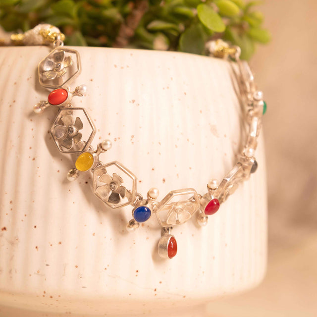 Moh Navratan Floral Necklace