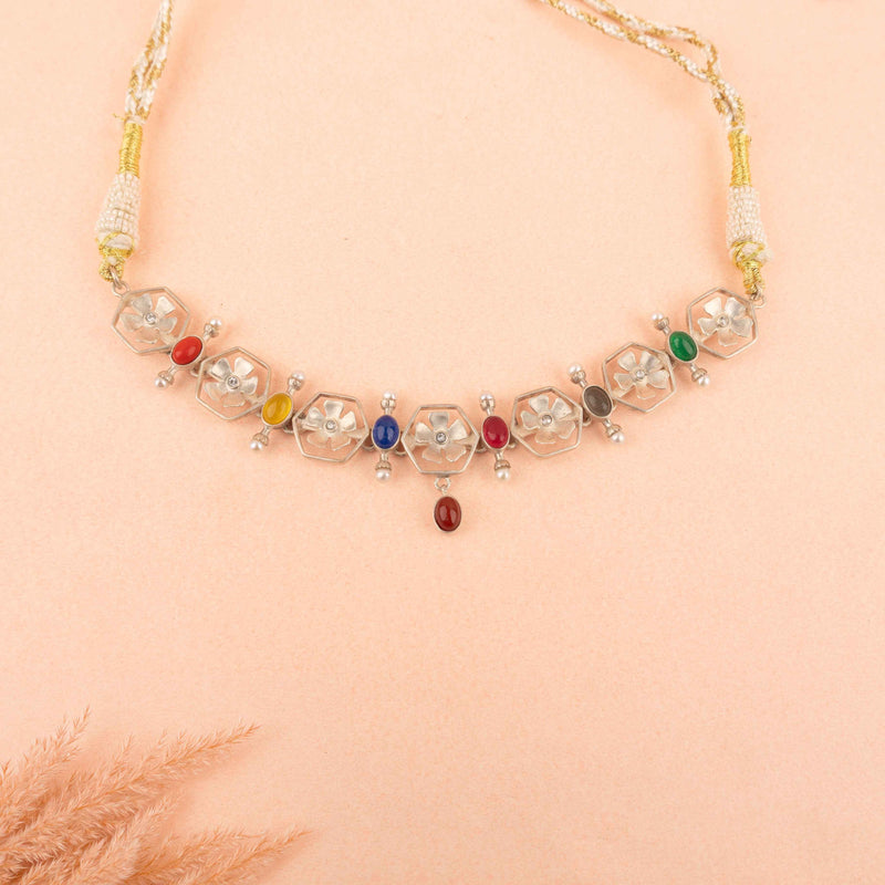 Moh Navratan Floral Necklace