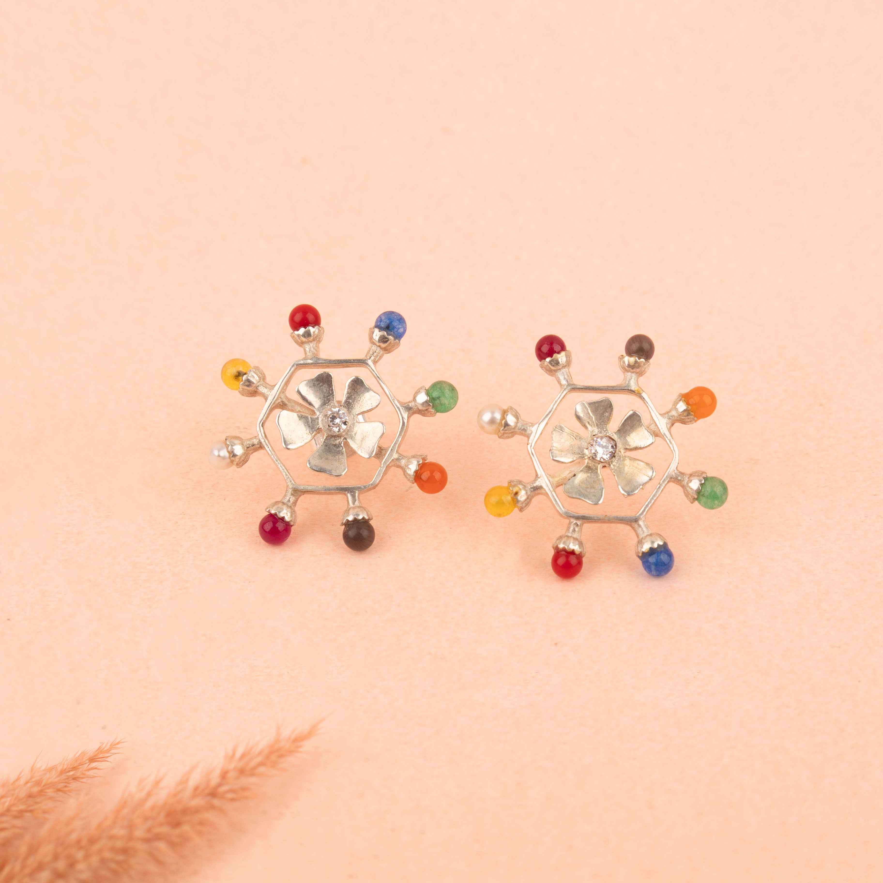 Moh Navratan Floral Necklace Set