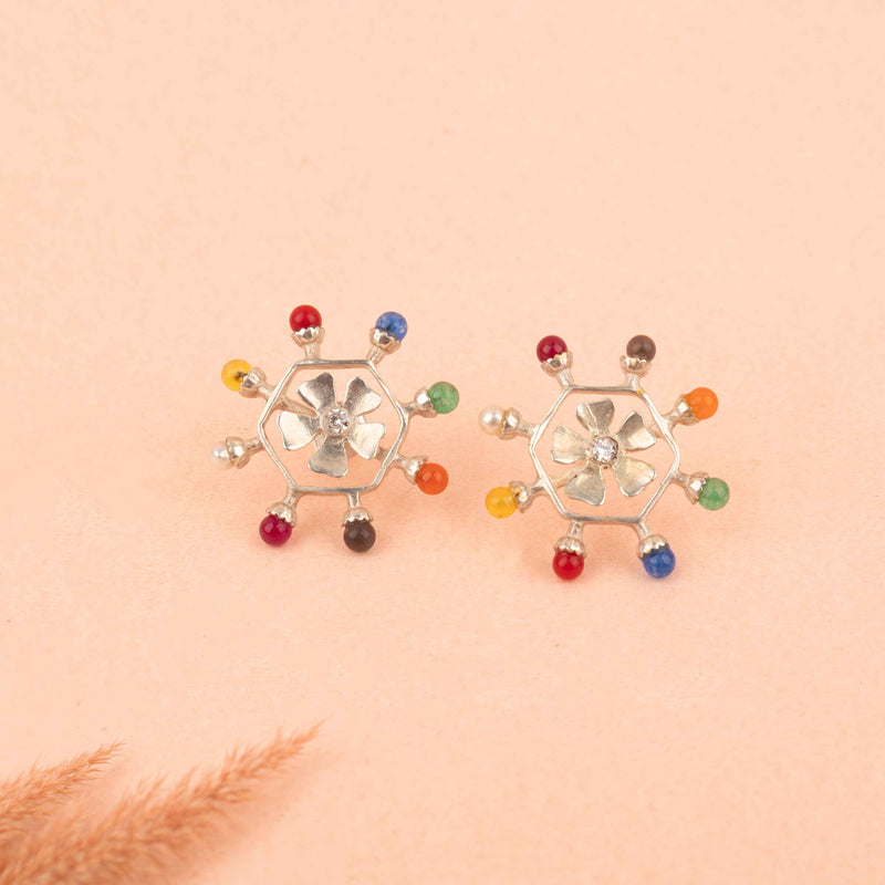 Moh Navratan Floral Necklace Set