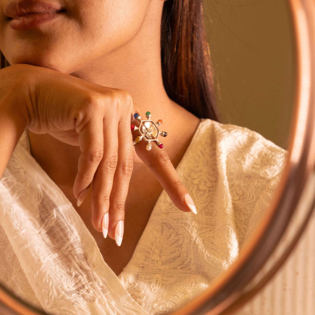 Moh Navratan Floral Ring