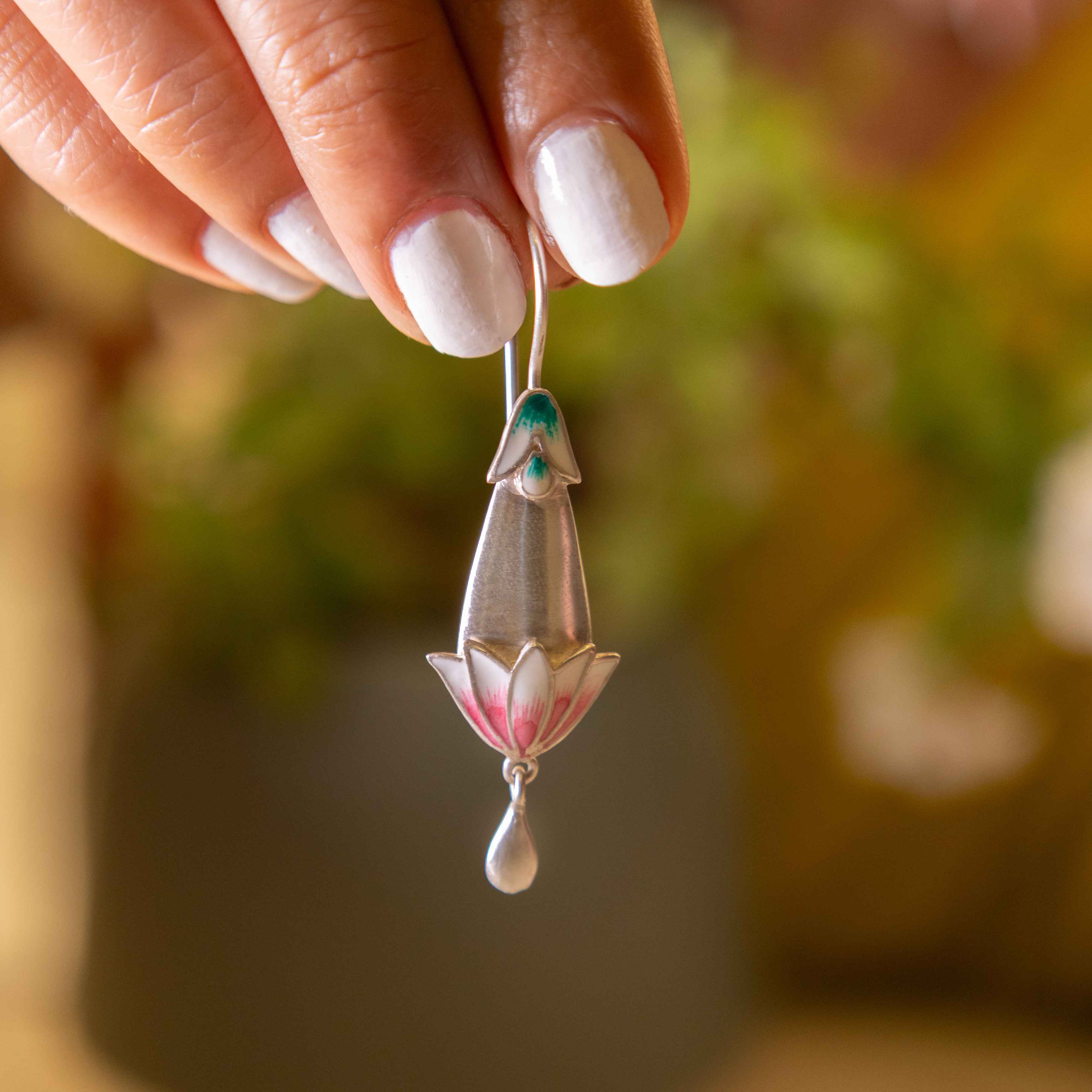 Moh Neerja Enamel Fish Hook Earrings