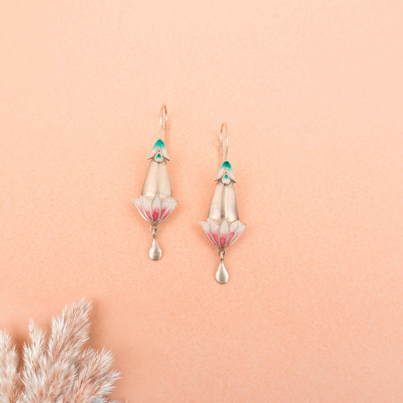 Moh Neerja Enamel Fish Hook Earrings