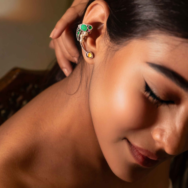 Moh Parrot Kundan Earcuff