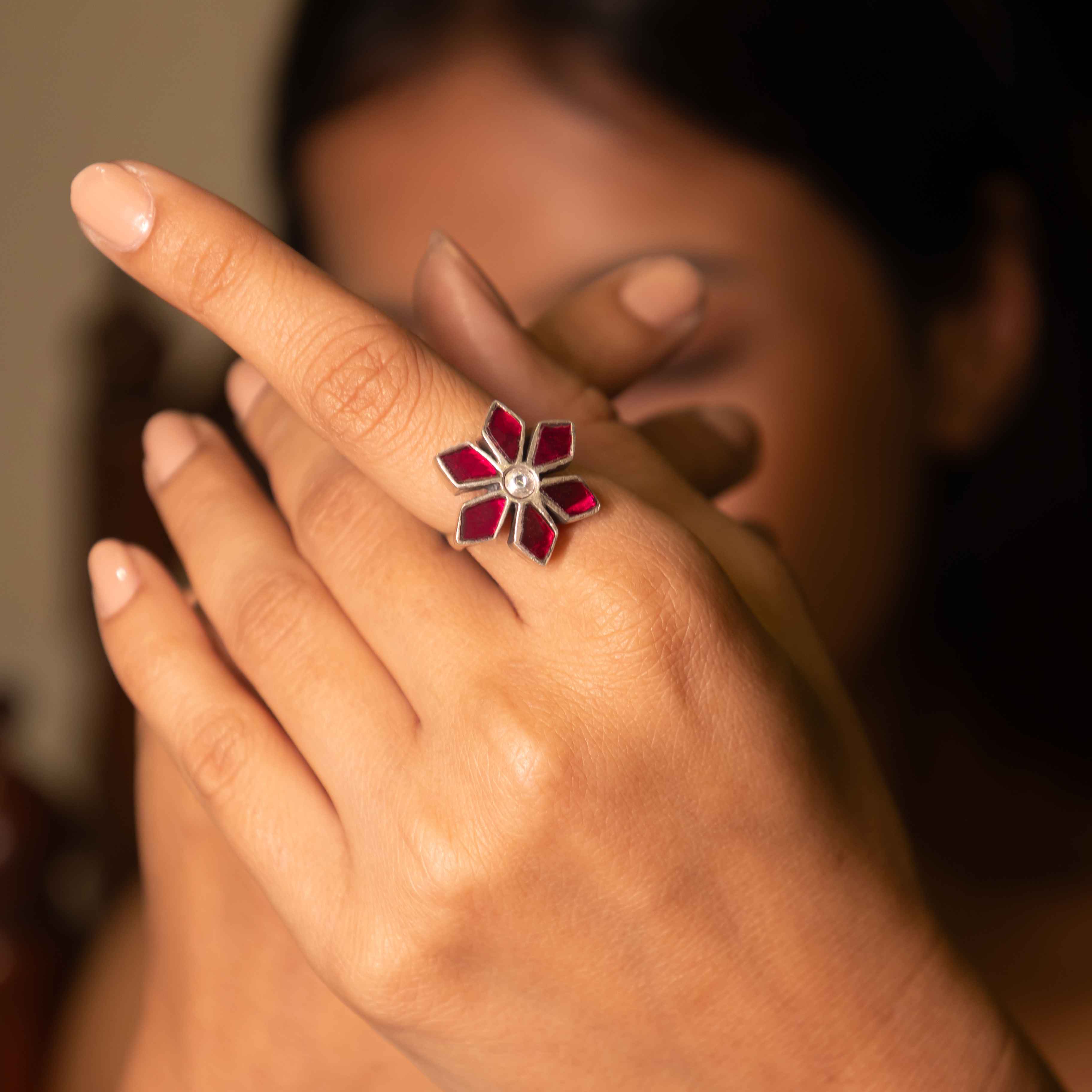 Moh Raani Kundan Phool Ring