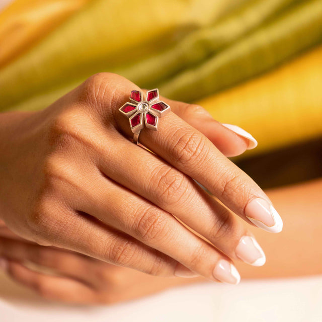 Moh Raani Kundan Phool Ring