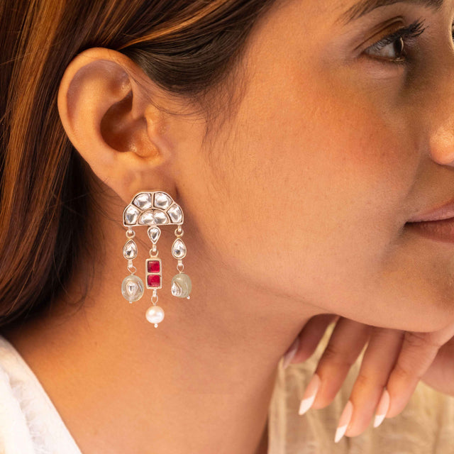 Moh Rajwada Kundan Dangling Earring