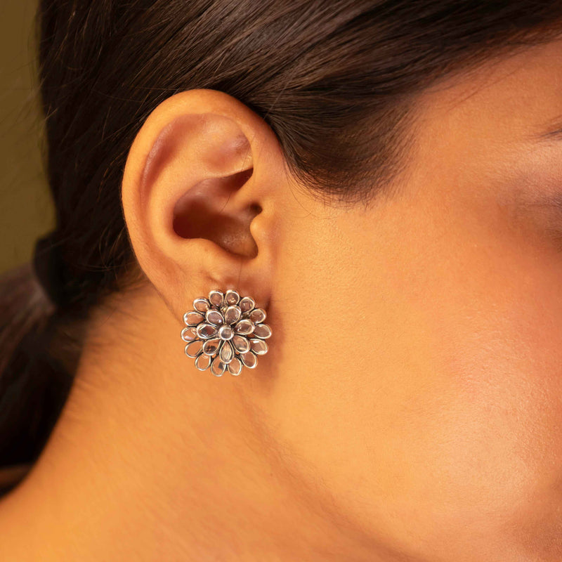 Moh Scintillating Flower Stud Earrings